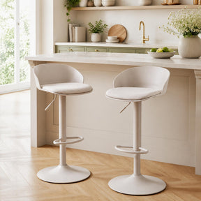 Set of 2 Adjustable Swivel Bar Stools w/ Back & Footrest, Loads 150 kg Each