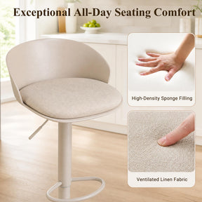 Set of 2 Adjustable Swivel Bar Stools w/ Back & Footrest, Loads 150 kg Each