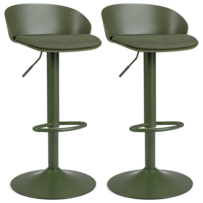 Set of 2 Adjustable Swivel Bar Stools w/ Back & Footrest, Loads 150 kg Each