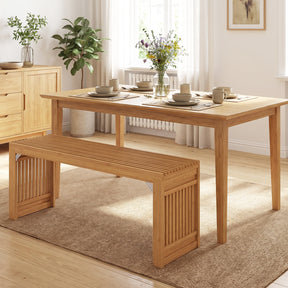 Bamboo Dining Bench, 90CM Long Entryway Bench Indoor Kitchen Bench