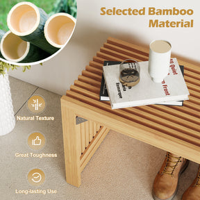 Bamboo Dining Bench, 90CM Long Entryway Bench Indoor Kitchen Bench