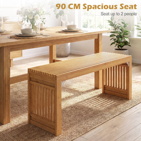 Bamboo Dining Bench, 90CM Long Entryway Bench Indoor Kitchen Bench