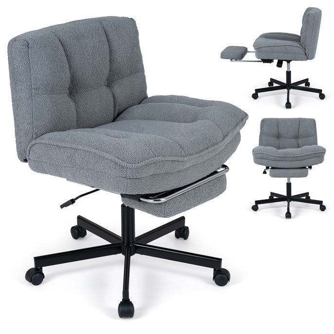 Teddy Plush Office Chair with Footrest & Adjustable Height