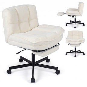Teddy Plush Office Chair with Footrest & Adjustable Height