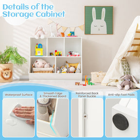 5-Cubby Kids Toy Storage Organizer, Wooden Children Bookcase Bookshelf