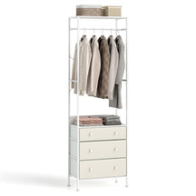 Freestanding Closet Organizer, Clothing Stand Dresser w/ 3-Position Hanging Rod & Storage Shelves