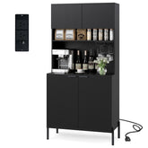 Kitchen Pantry Cabinet with Charging Station, 164 cm Tall Wine Bar Cabinet