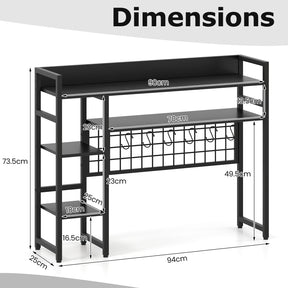 Desk Shelf, 4-Tier Desktop Display Rack with Metal Grid Panel & 6 Hooks