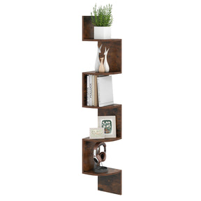 5-Tier Corner Shelf, Floating Bookshelf, Wall Mounted Storage Organizer