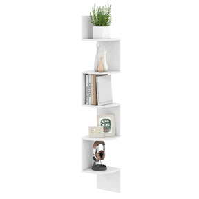 5-Tier Corner Shelf, Floating Bookshelf, Wall Mounted Storage Organizer