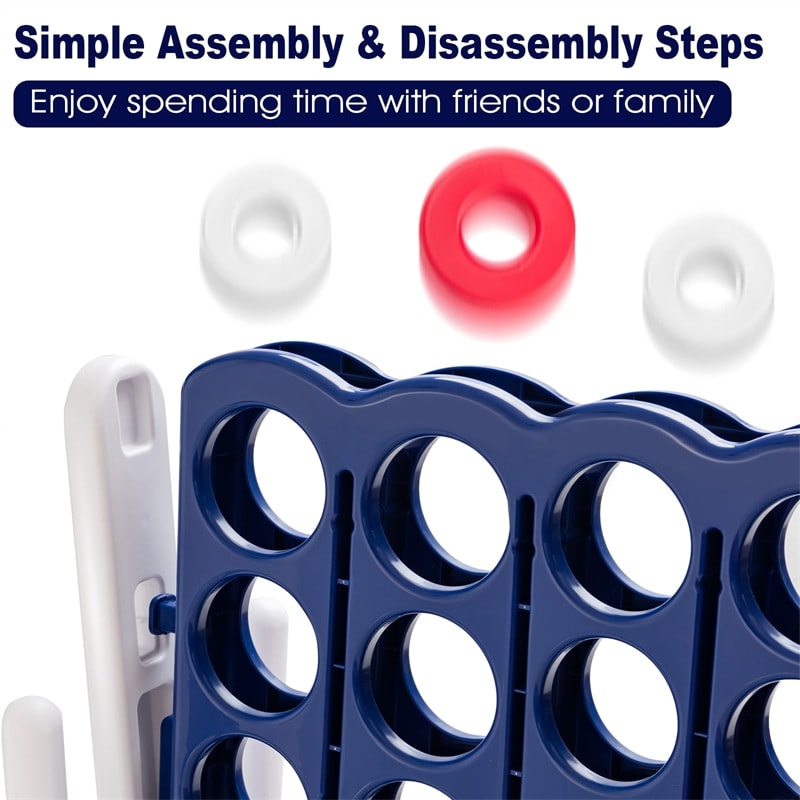 Jumbo 4-to-Score Giant Game Set 4 in A Row Game Sets with 42 Jumbo Rings for Party and Family Game