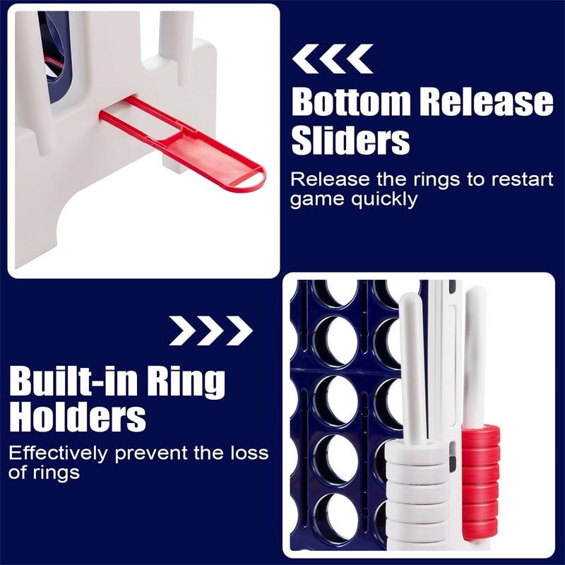 Jumbo 4-to-Score Giant Game Set 4 in A Row Game Sets with 42 Jumbo Rings for Party and Family Game