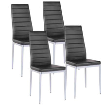 Set of 4 Dining Chairs with High Backrest, Kitchen Chair with Metal Legs, Leather Seat