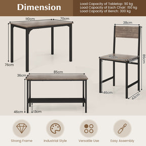 Giantex 4-Piece Dining Table & Chair Set