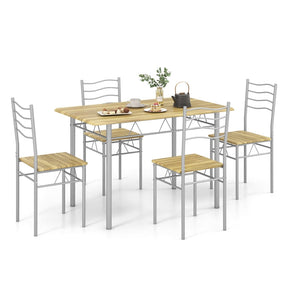 Giantex 5 PCS Dining Table Set, Counter Height Table with Spacious Rectangular Tabletop