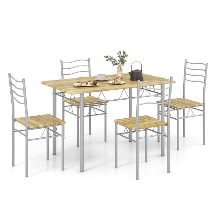 Giantex 5 PCS Dining Table Set, Counter Height Table with Spacious Rectangular Tabletop