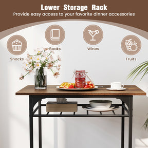3-Piece Dining Table Set for 2 Wood Rectangular Table & Chair Metal Frame