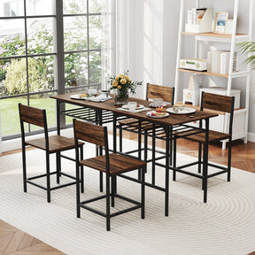 3-Piece Dining Table Set for 2 Wood Rectangular Table & Chair Metal Frame