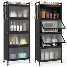 5-Tier Mobile Kitchen Storage Cabinet, Freestanding Metal Pantry Cabinet w/4 Flip-up PC Doors