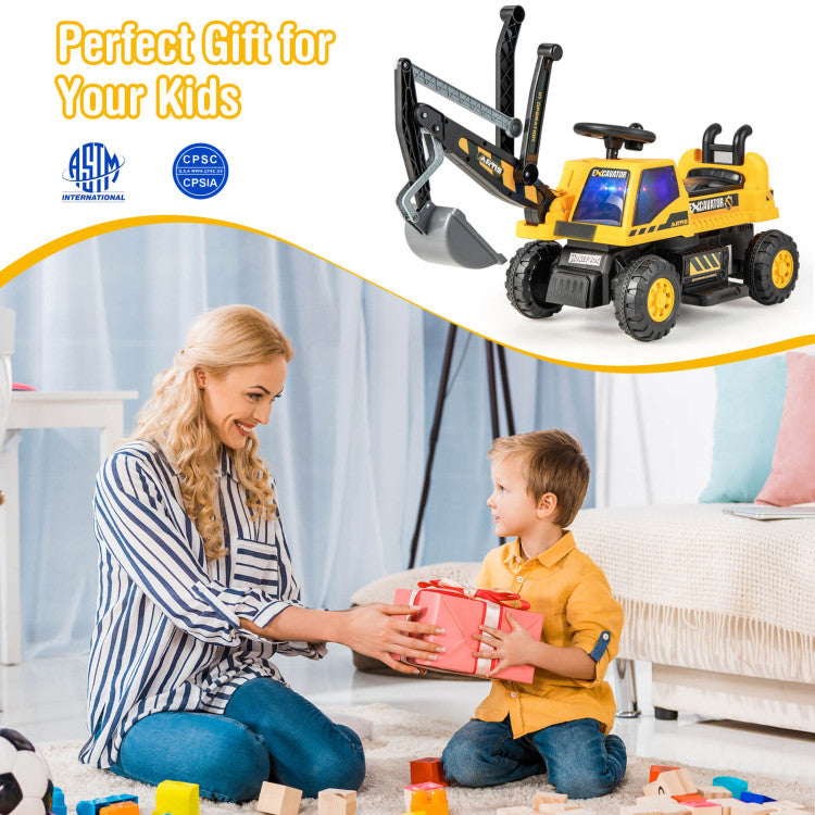 Kids Powered Wheels Ride On Bulldozer Toys with Front Digger Shovel