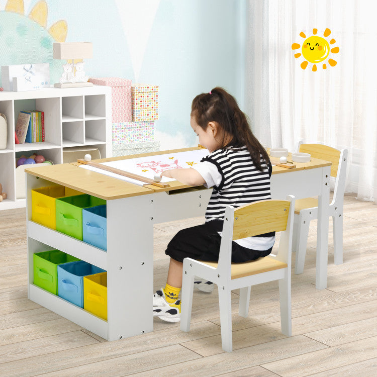 Kids Art Activity Drawing Table Chair Set with Storage Space and Accessories