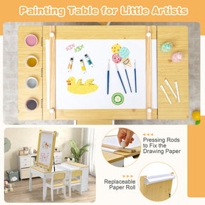 Kids Art Activity Drawing Table Chair Set with Storage Space and Accessories