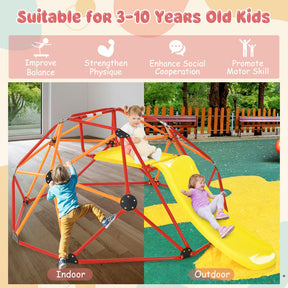 96" x 72" x 36" Kids Climbing Dome Outdoor Toddlers Jungle Gym Geodesic Climber with Slide and Fabric Cushion for Playground