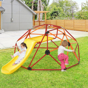96" x 72" x 36" Kids Climbing Dome Outdoor Toddlers Jungle Gym Geodesic Climber with Slide and Fabric Cushion for Playground