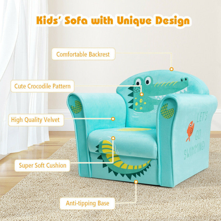 Kids Crocodile Armrest Upholstered Sofa with  ASTM and CPSIA