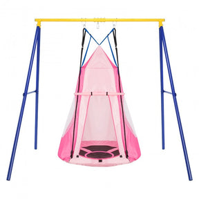 2-in-1 40 Inch Kids Hanging Chair Detachable Swing Tent