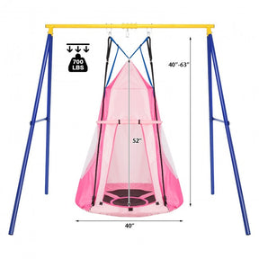 2-in-1 40 Inch Kids Hanging Chair Detachable Swing Tent