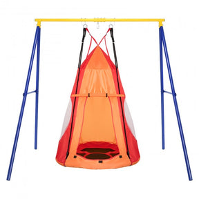 2-in-1 40 Inch Kids Hanging Chair Detachable Swing Tent