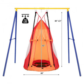 2-in-1 40 Inch Kids Hanging Chair Detachable Swing Tent