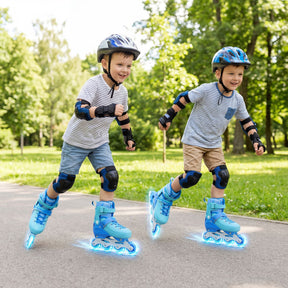 Kids Inline Skates for Boys Girls, 4-Size Adjustable Light-Up Roller Skates with Illuminating Wheels & Safety Support for Beginners Indoor & Outdoor Skating, Ideal Birthday Gift for Toddlers Ages 5-7