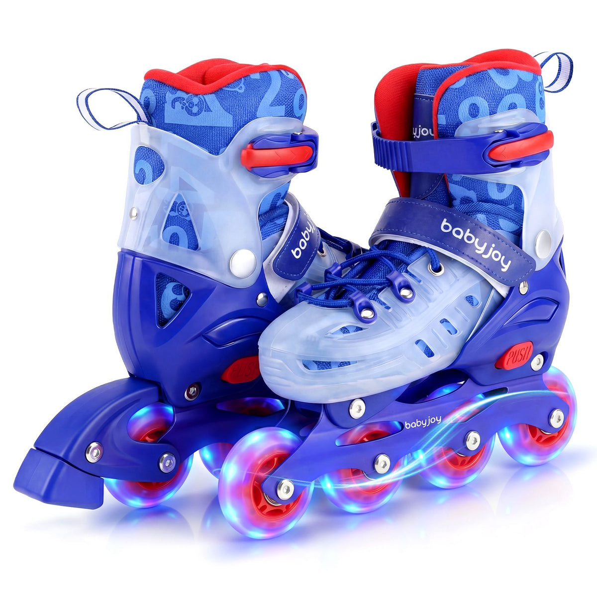 Kids Inline Skates for Boys Girls, 4-Size Adjustable Illuminating Roller Skates with Light Up Wheels & Safety Protection for Beginners Ages 5-14, Perfect Skating Birthday Gift for Indoor & Outdoor