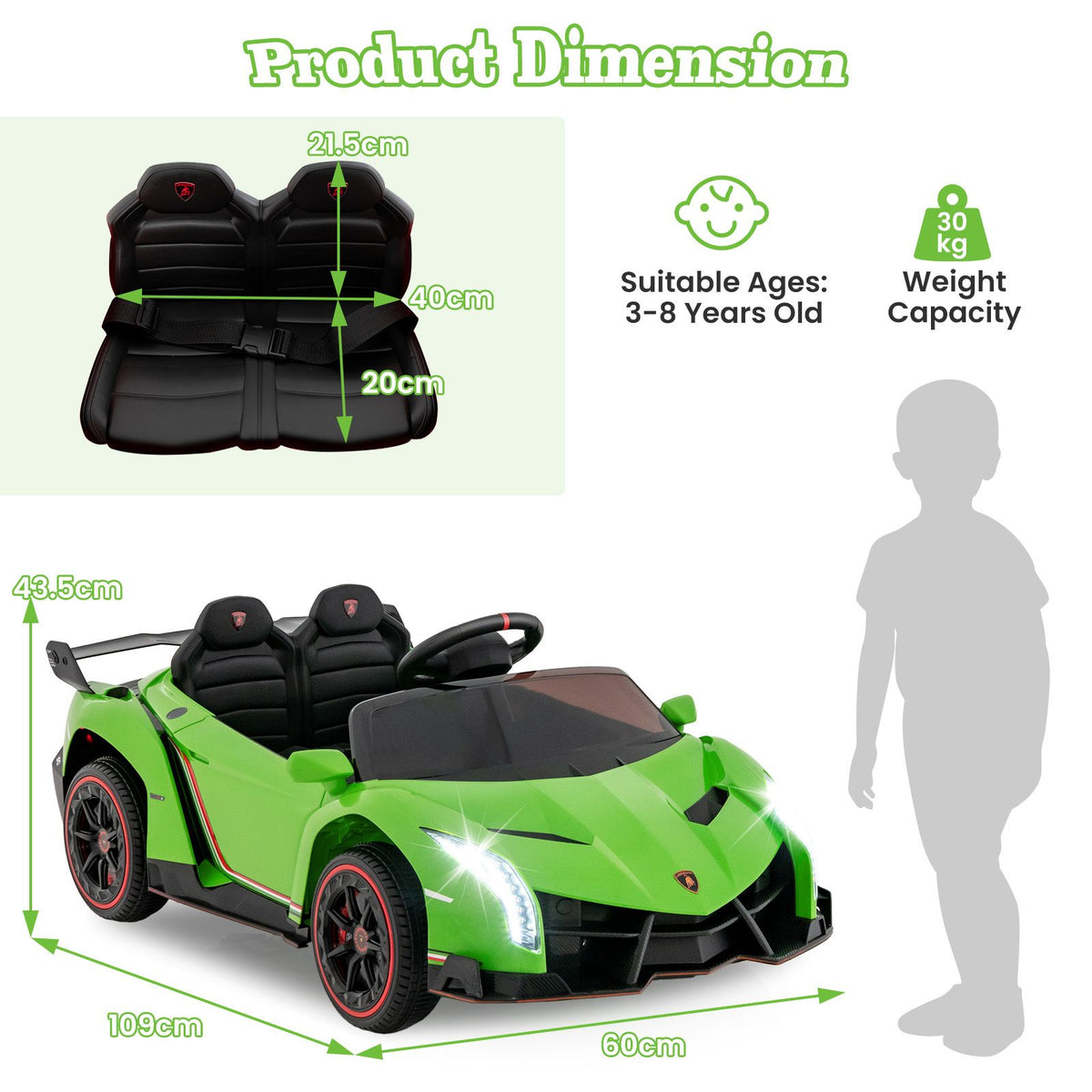 Licensed Lamborghini 4WD Kids Ride-on Sports Car for Kids