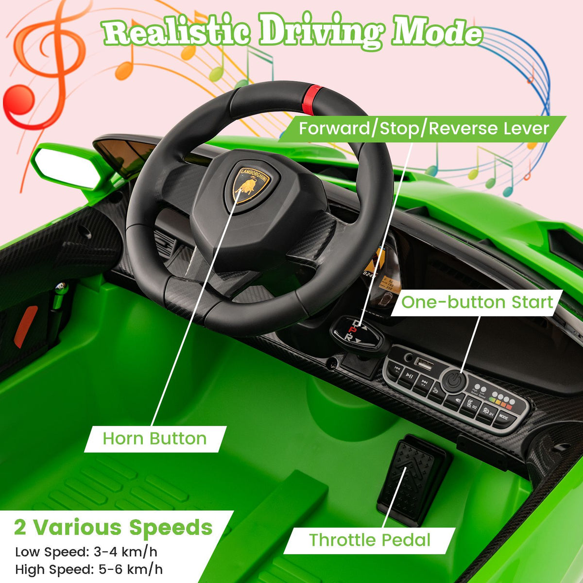 Licensed Lamborghini 4WD Kids Ride-on Sports Car for Kids