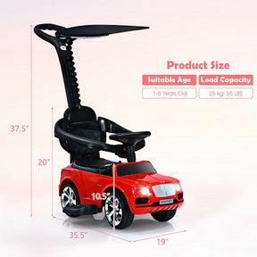 Licensed Bentley Kids Push Car With Removable Canopy