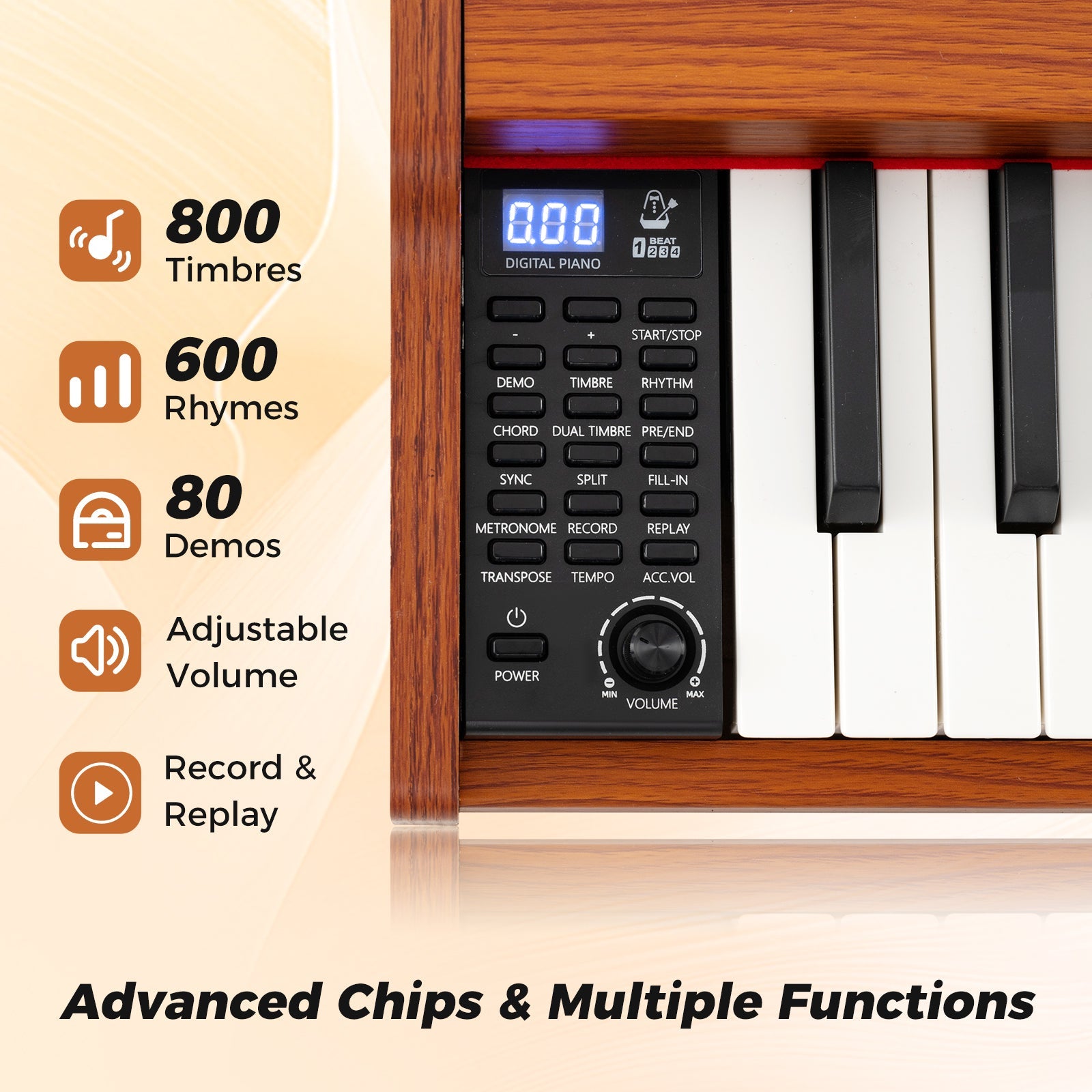 HONEY JOY 88-Key Keyboard Piano Set, Full Size Semi-weighted Digital Piano
