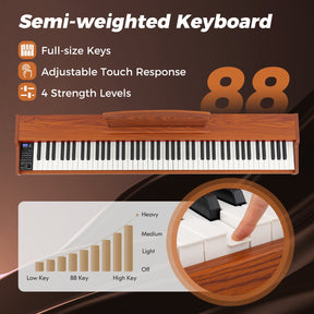 88-Key Keyboard Piano Set, Full Size Semi-weighted Digital Piano with Adjustable Stand