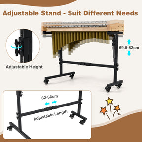 32 Note Marimba, Aluminum Xylophone, Adjustable Stand & Lockable Wheels for Beginners