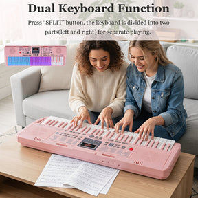 61 Keys Beginners Piano Keyboard, Electric Keyboard Kit with Adjustable Stand & Stool