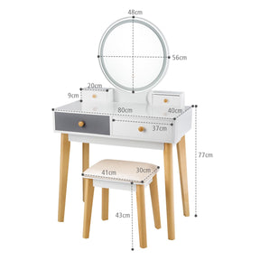 Giantex 2-in-1 Dressing/ Computer Table with Lights & Stool