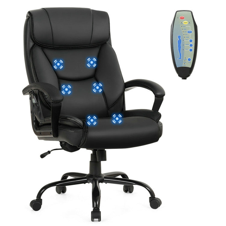 Massage Executive Office Chair with 6 Vibrating Points and Adjustable Height