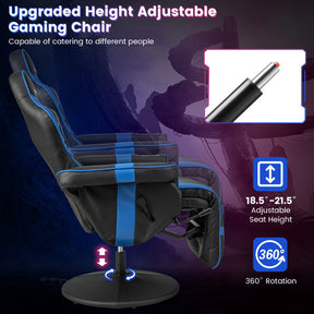 Massage Video Gaming Chair Height Adjustable Recliner 360° Swivel Office Chair with Retractable Footrest and Reclining Backrest