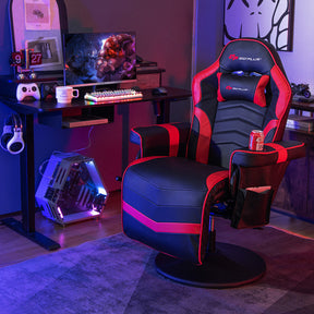 Massage Video Gaming Chair Height Adjustable Recliner 360° Swivel Office Chair with Retractable Footrest and Reclining Backrest