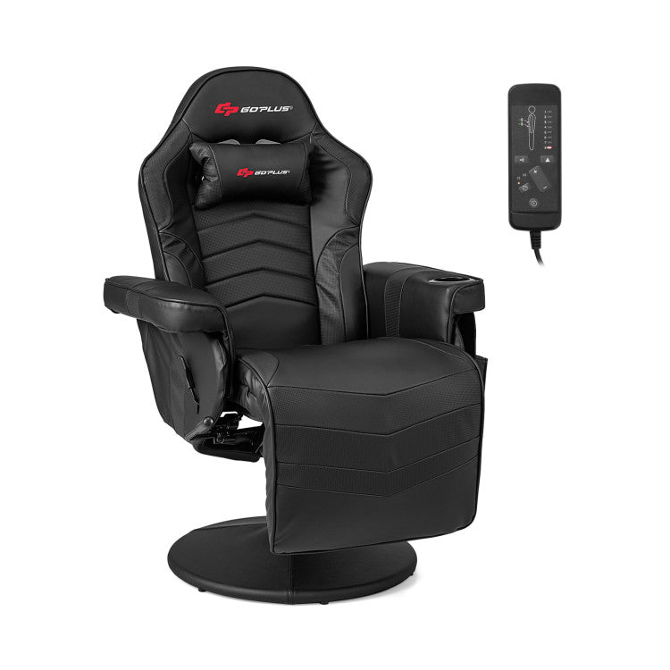 Massage Video Gaming Chair Height Adjustable Recliner 360° Swivel Office Chair with Retractable Footrest and Reclining Backrest