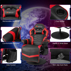 Massage Video Gaming Chair Height Adjustable Recliner 360° Swivel Office Chair with Retractable Footrest and Reclining Backrest