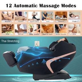 Full Body 3D Massage Recliner Chair with Double SL Track and 12 Auto Modes