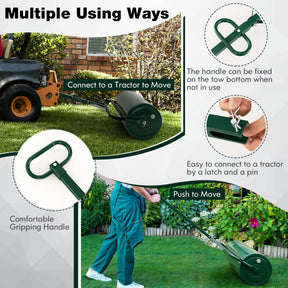 Metal Lawn Roller with Detachable Gripping Handle and Removable Drain Plug